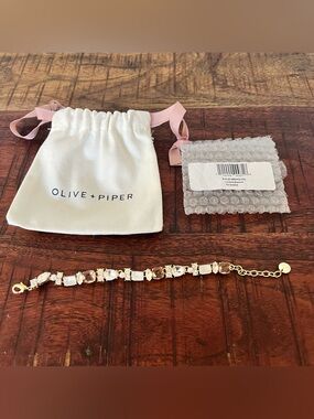 Olive + Piper Loraine Bracelet. Gold and Crystal Bracelet. Only worn once.